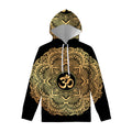 Gold Om Mandala Print Pullover Hoodie