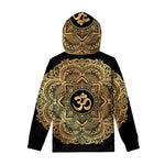 Gold Om Mandala Print Pullover Hoodie