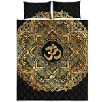 Gold Om Mandala Print Quilt Bed Set
