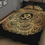 Gold Om Mandala Print Quilt Bed Set