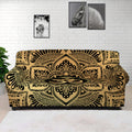 Gold Om Mandala Print Sofa Cover