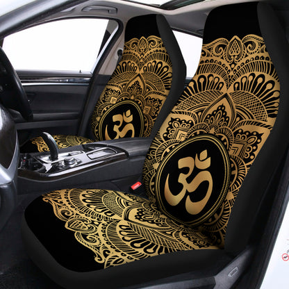 Gold Om Mandala Print Universal Fit Car Seat Covers