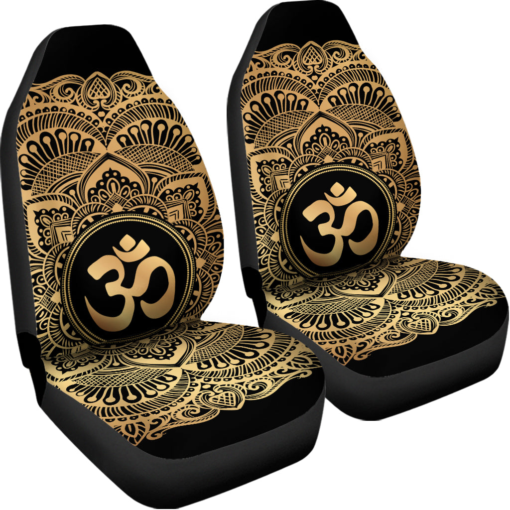Gold Om Mandala Print Universal Fit Car Seat Covers