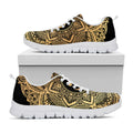 Gold Om Mandala Print White Running Shoes
