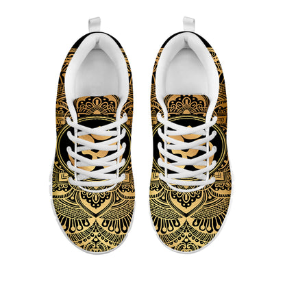 Gold Om Mandala Print White Sneakers