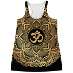 Gold Om Mandala Print Women's Racerback Tank Top