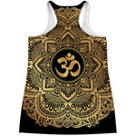 Gold Om Mandala Print Women's Racerback Tank Top