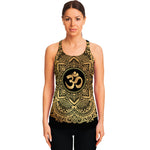Gold Om Mandala Print Women's Racerback Tank Top