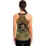 Gold Om Mandala Print Women's Racerback Tank Top