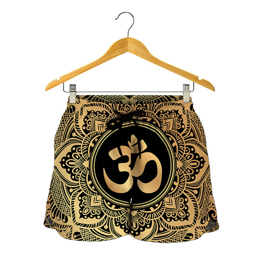 Gold Om Mandala Print Women's Shorts