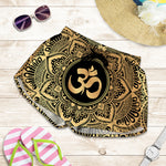 Gold Om Mandala Print Women's Shorts