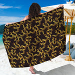 Gold Om Symbol Pattern Print Beach Sarong Wrap