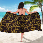 Gold Om Symbol Pattern Print Beach Sarong Wrap
