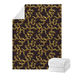 Gold Om Symbol Pattern Print Blanket