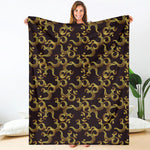 Gold Om Symbol Pattern Print Blanket
