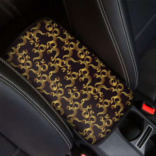 Gold Om Symbol Pattern Print Car Center Console Cover