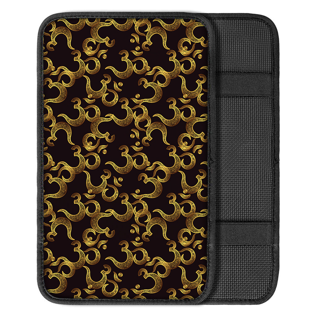 Gold Om Symbol Pattern Print Car Center Console Cover