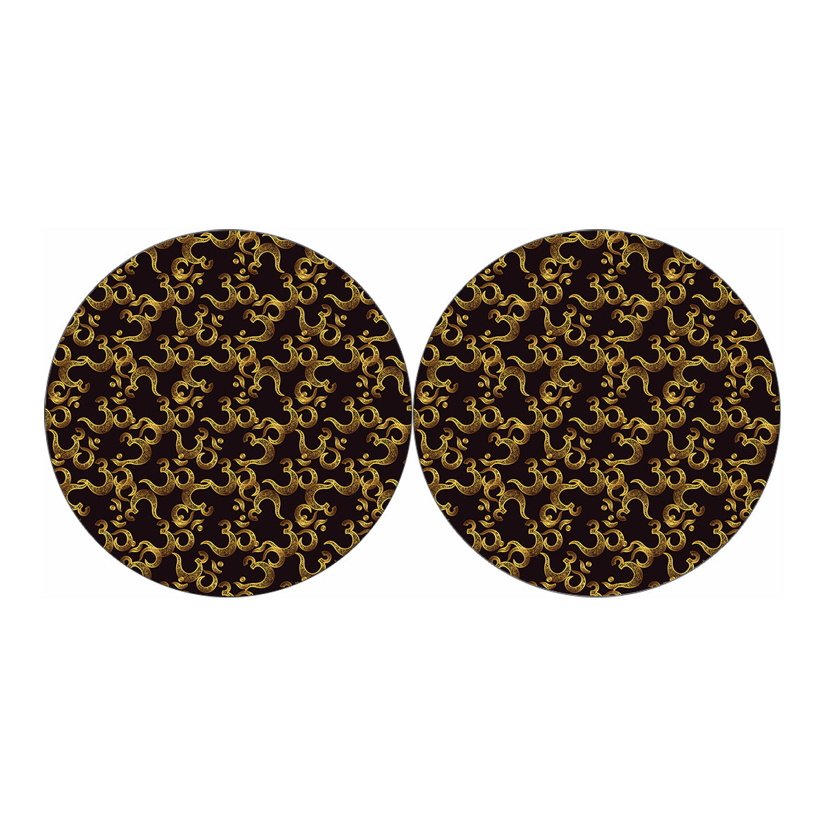 Gold Om Symbol Pattern Print Car Coasters