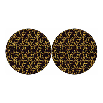 Gold Om Symbol Pattern Print Car Coasters