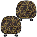 Gold Om Symbol Pattern Print Car Headrest Covers