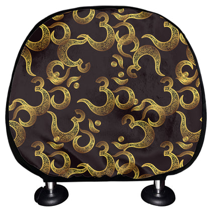 Gold Om Symbol Pattern Print Car Headrest Covers