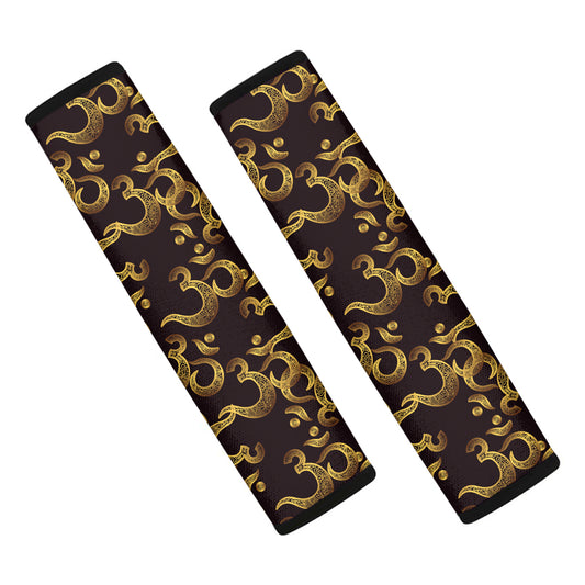 Gold Om Symbol Pattern Print Car Seat Belt Covers