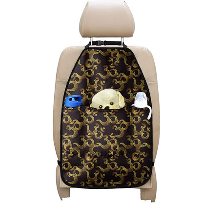 Gold Om Symbol Pattern Print Car Seat Organizers
