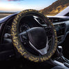 Gold Om Symbol Pattern Print Car Steering Wheel Cover