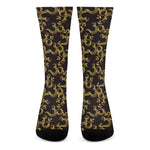 Gold Om Symbol Pattern Print Crew Socks
