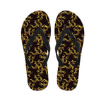 Gold Om Symbol Pattern Print Flip Flops