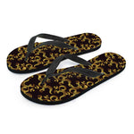 Gold Om Symbol Pattern Print Flip Flops