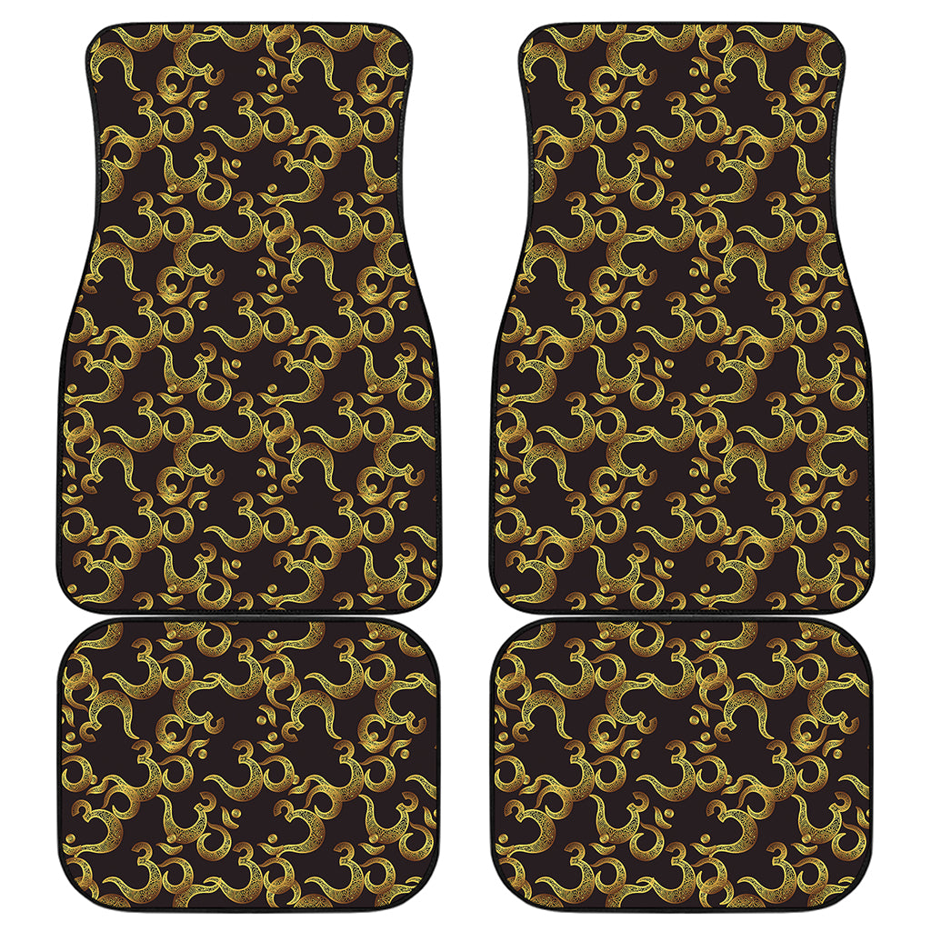 Gold Om Symbol Pattern Print Front and Back Car Floor Mats