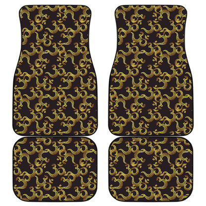 Gold Om Symbol Pattern Print Front and Back Car Floor Mats