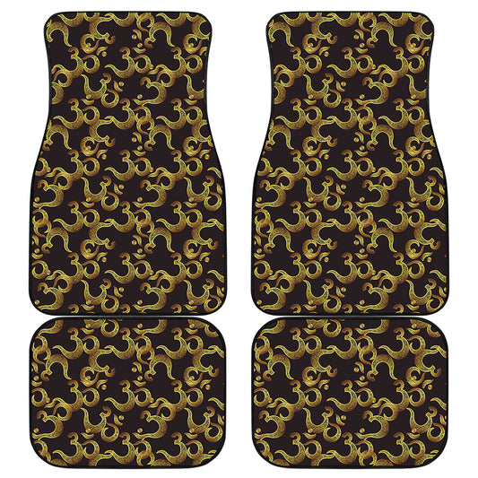 Gold Om Symbol Pattern Print Front and Back Car Floor Mats