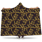 Gold Om Symbol Pattern Print Hooded Blanket