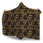 Gold Om Symbol Pattern Print Hooded Blanket