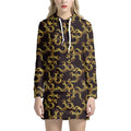 Gold Om Symbol Pattern Print Pullover Hoodie Dress