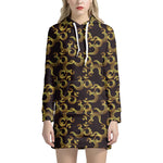 Gold Om Symbol Pattern Print Hoodie Dress