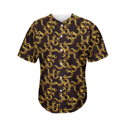 Gold Om Symbol Pattern Print Men's Baseball Jersey