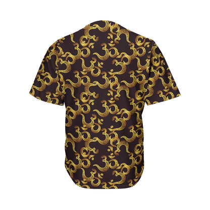 Gold Om Symbol Pattern Print Men's Baseball Jersey