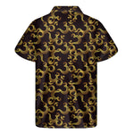 Gold Om Symbol Pattern Print Men's Short Sleeve Shirt