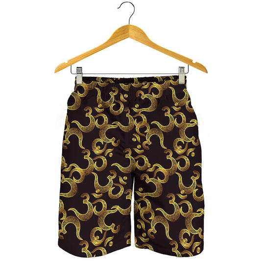 Gold Om Symbol Pattern Print Men's Shorts