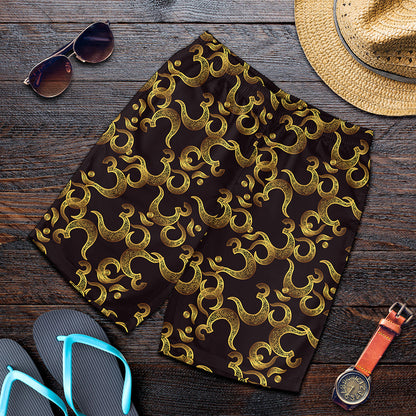 Gold Om Symbol Pattern Print Men's Shorts