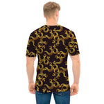 Gold Om Symbol Pattern Print Men's T-Shirt