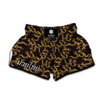 Gold Om Symbol Pattern Print Muay Thai Boxing Shorts