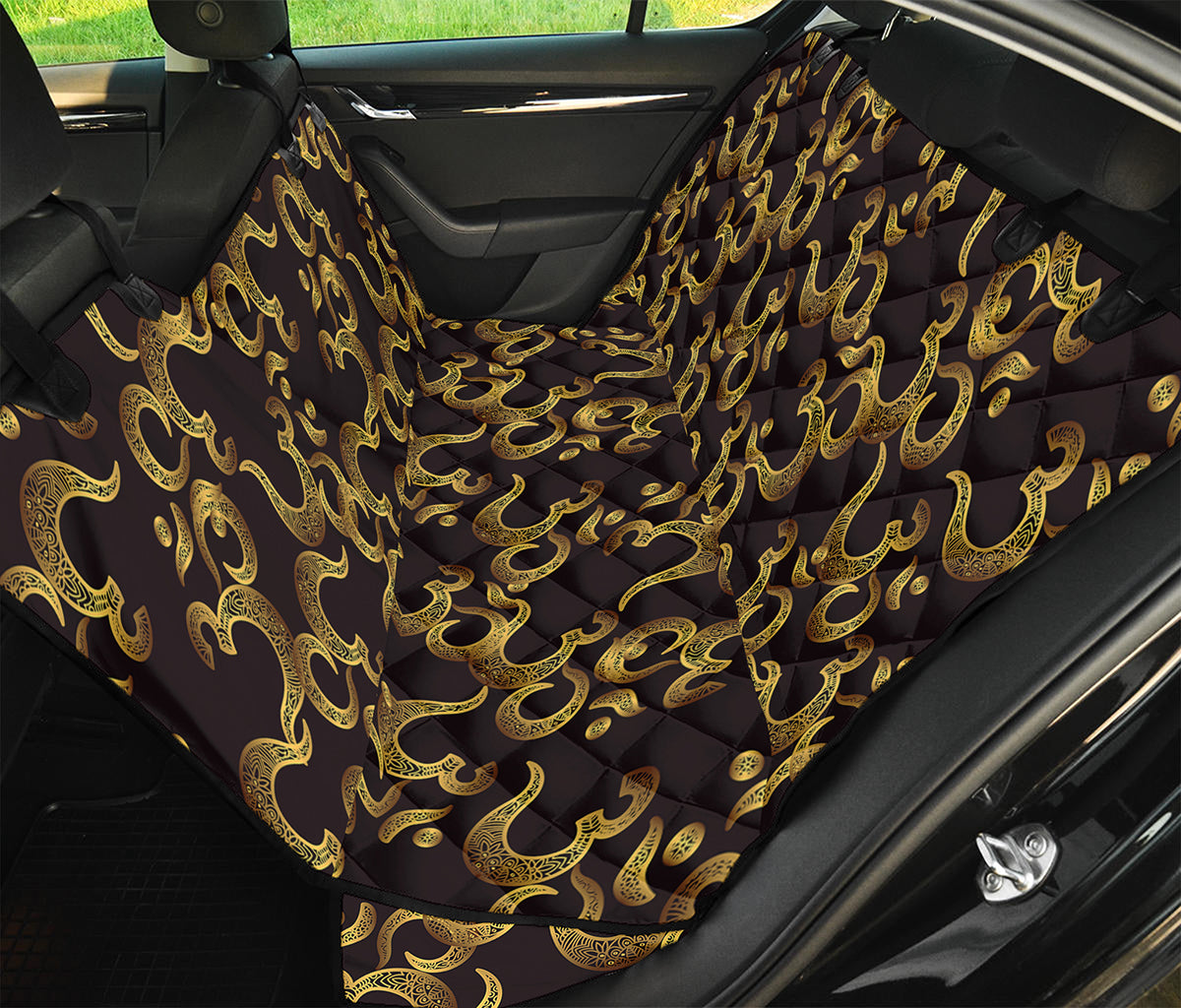 Gold Om Symbol Pattern Print Pet Car Back Seat Cover