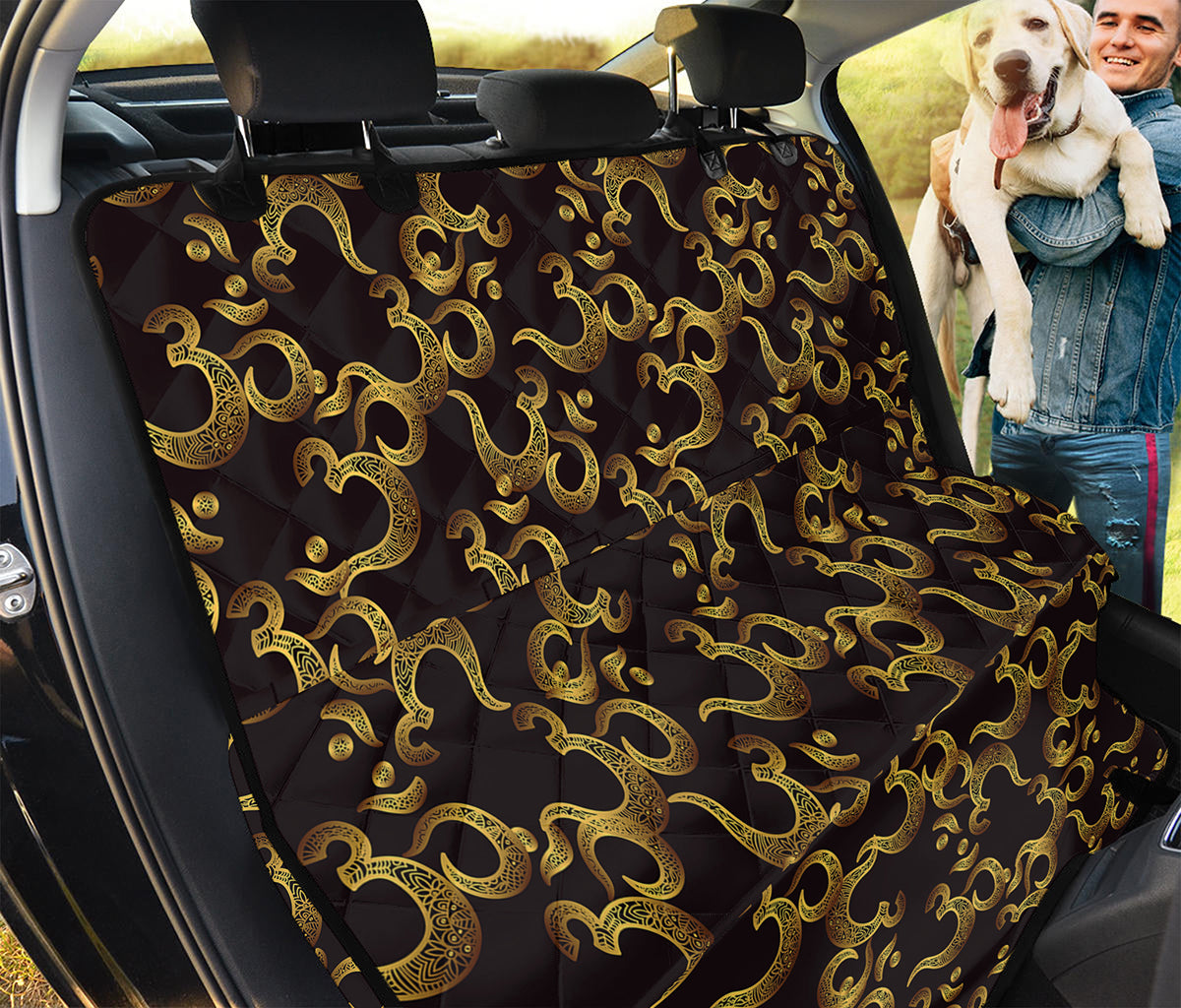 Gold Om Symbol Pattern Print Pet Car Back Seat Cover