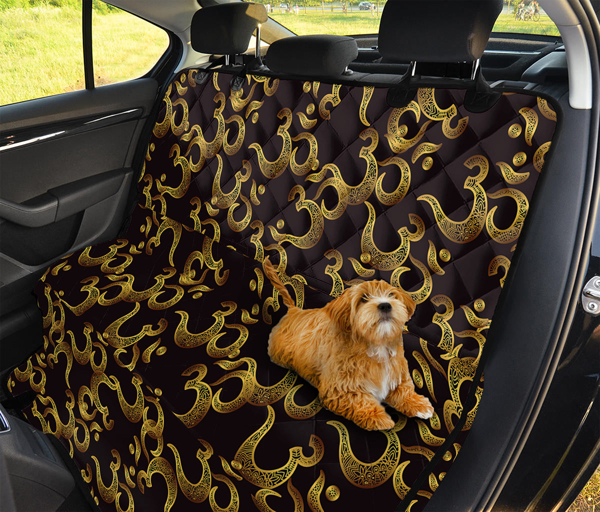 Gold Om Symbol Pattern Print Pet Car Back Seat Cover