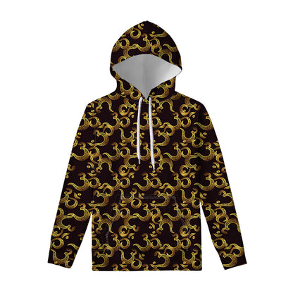 Gold Om Symbol Pattern Print Pullover Hoodie