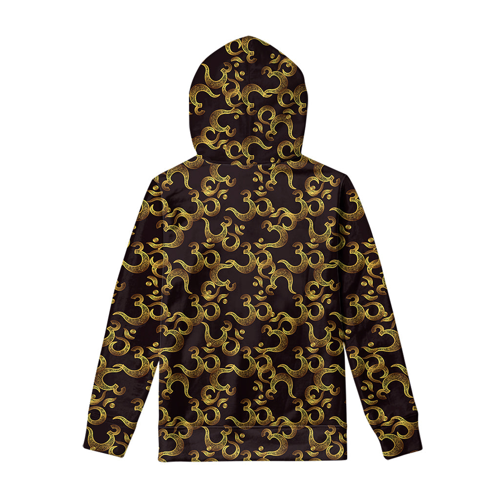 Gold Om Symbol Pattern Print Pullover Hoodie